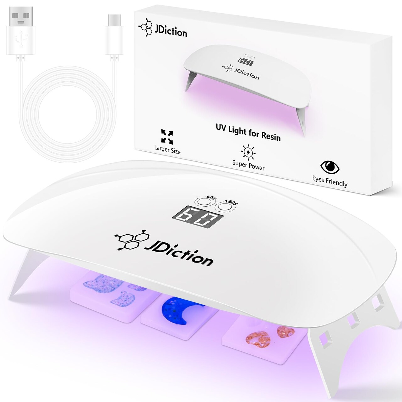 UV Light for Resin, Super Large UV Resin Light with LED Display Screen, Higher Power Lightweight Portable UV Lamp for UV Resin, Jewelry Making, Craft and Decoration